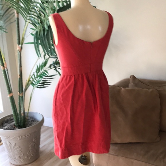 Shoshanna mini dress red coral taffeta - Picture 4 of 6